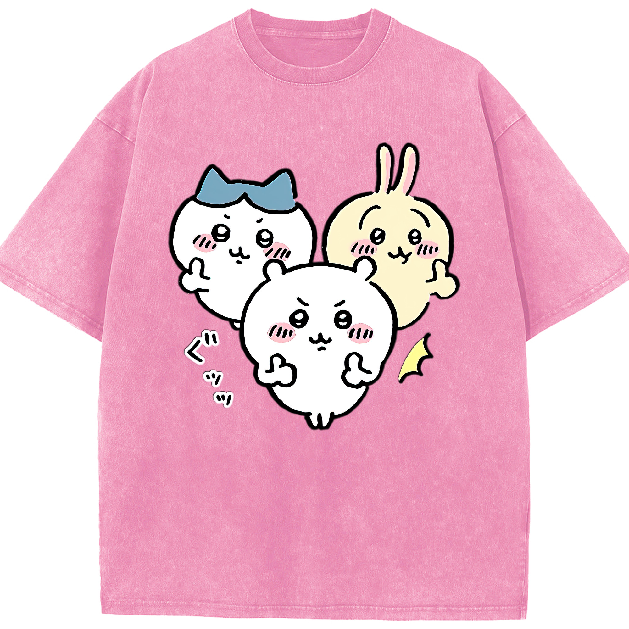 （画像用） ちいかわ うさぎ Chii-kawa usagi 綿100% ヴィンテージ風 半袖Tシャツ（フロントプリント）
